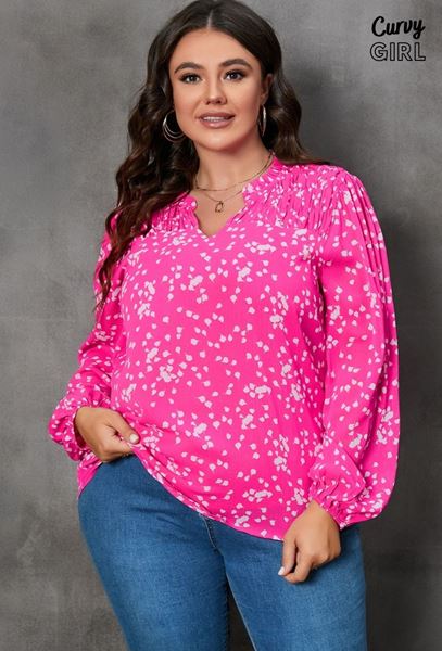 Picture of CURVY GIRL FLORAL RUCHED BLOUSE